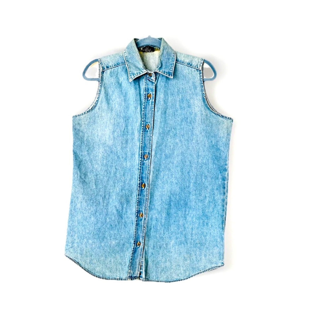 Vtg Denim Button-Up Shirt